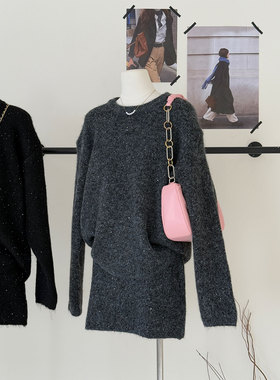 千金气质bling细闪亮片毛衣女+针织半裙两件独特漂亮冬装一整套装