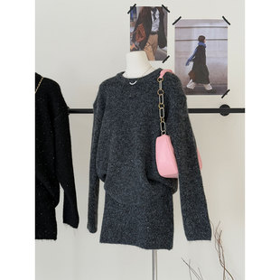 千金气质bling细闪亮片毛衣女+针织半裙两件独特漂亮冬装一整套装