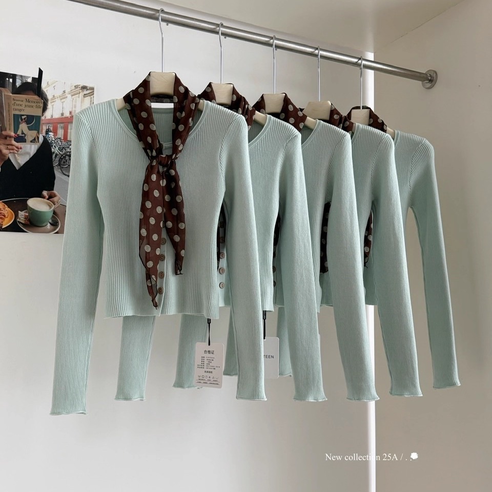 秋冬修身薄毛衣开衫打底单穿上衣