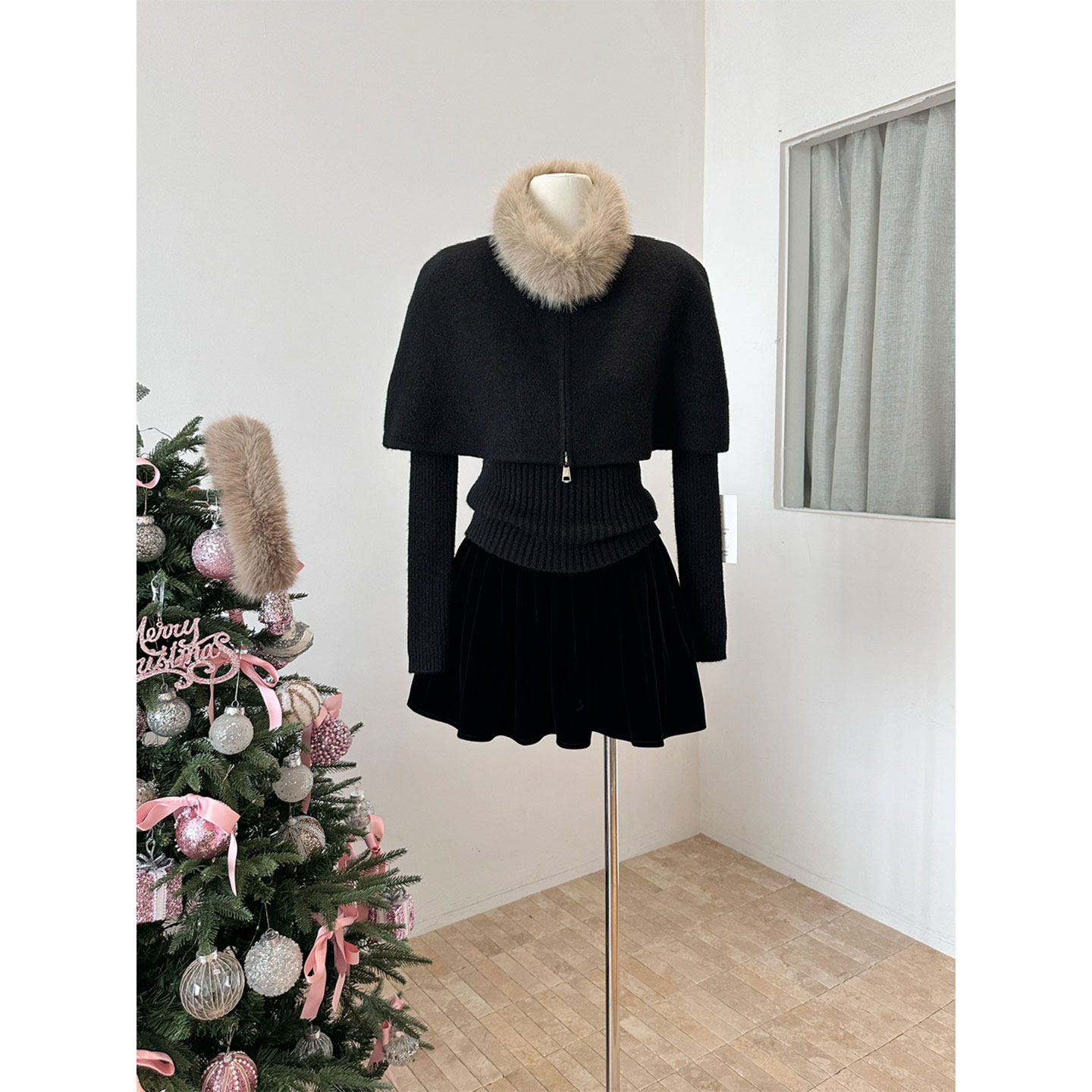 新年穿搭套装双拉链可拆毛领斗篷披肩毛衣女冬季红色针织衫三件套,女装/女士精品,时尚套装,淘宝优惠券,粉丝福利购,淘宝优惠卷