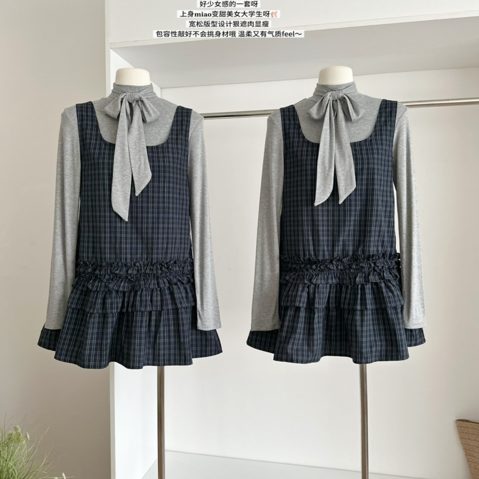 背心吊带连衣裙女长袖打底衫上衣