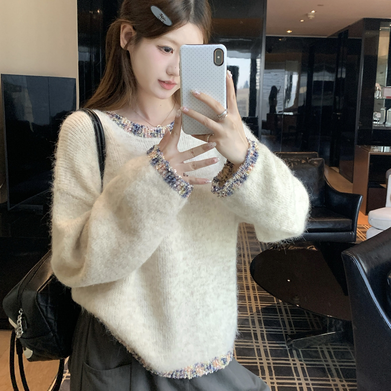 【赠送运费险】钉珠重工慵懒毛衣