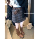 复古a字半身裙裤 高腰不规则毛呢格子短裙子2026春夏新款 气质韩式
