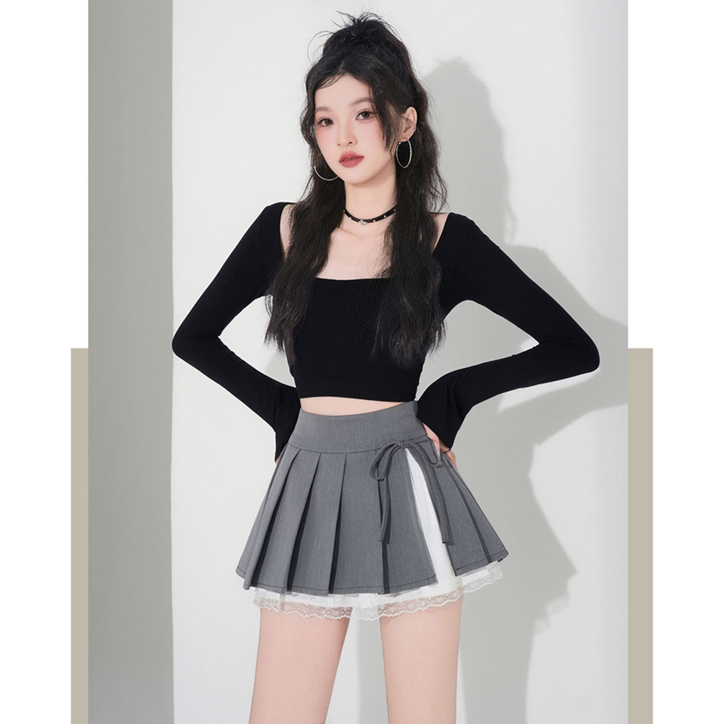 蕾丝拼接百褶裙女2026春季新款蝴蝶结开叉A字半身裙辣妹超短裙裤,女装/女士精品,半身裙,淘宝优惠券,粉丝福利购,淘宝优惠卷