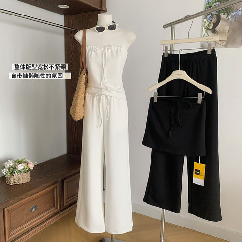抹胸背心上衣女+抽绳阔腿休闲裤
