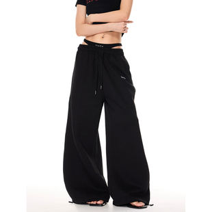 运动休闲裤 jazz爵士舞垂感拖地裤 女秋季 阔腿裤 宽松卫裤 SREK美式