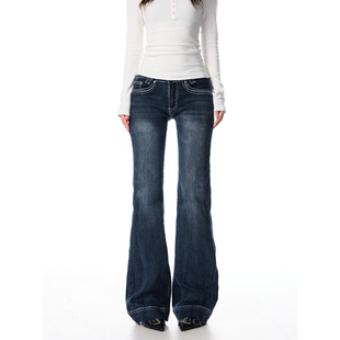 显瘦百搭辣妹喇叭裤 SREK美式 修身 女长裤 复古低腰微喇牛仔裤