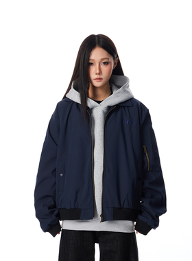 SREK美式复古翻领棒球服男女款秋冬季宽松休闲百搭夹克外套潮牌