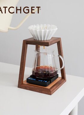 watchget实木手冲咖啡支架滤杯滴滤底座黑胡桃榉木9barista收纳架