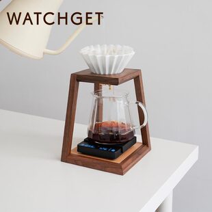 watchget实木手冲咖啡支架滤杯滴滤底座黑胡桃榉木9barista收纳架