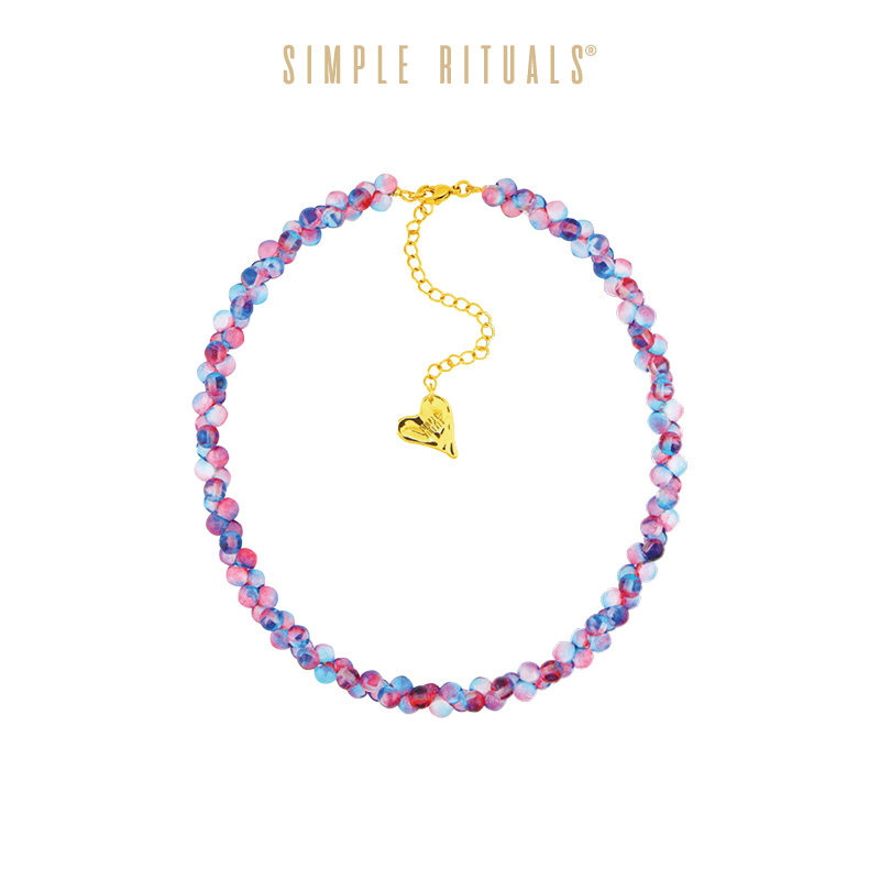 Simple Rituals魔力蓝意大利小众设计师幻彩琉璃手工项链女锁骨链