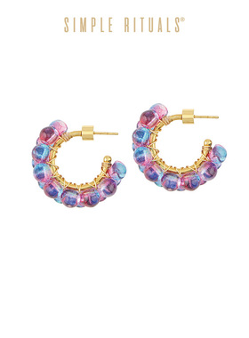 SimpleRituals耳朵同款 魔力蓝意大利小众设计师幻彩琉璃手工耳环