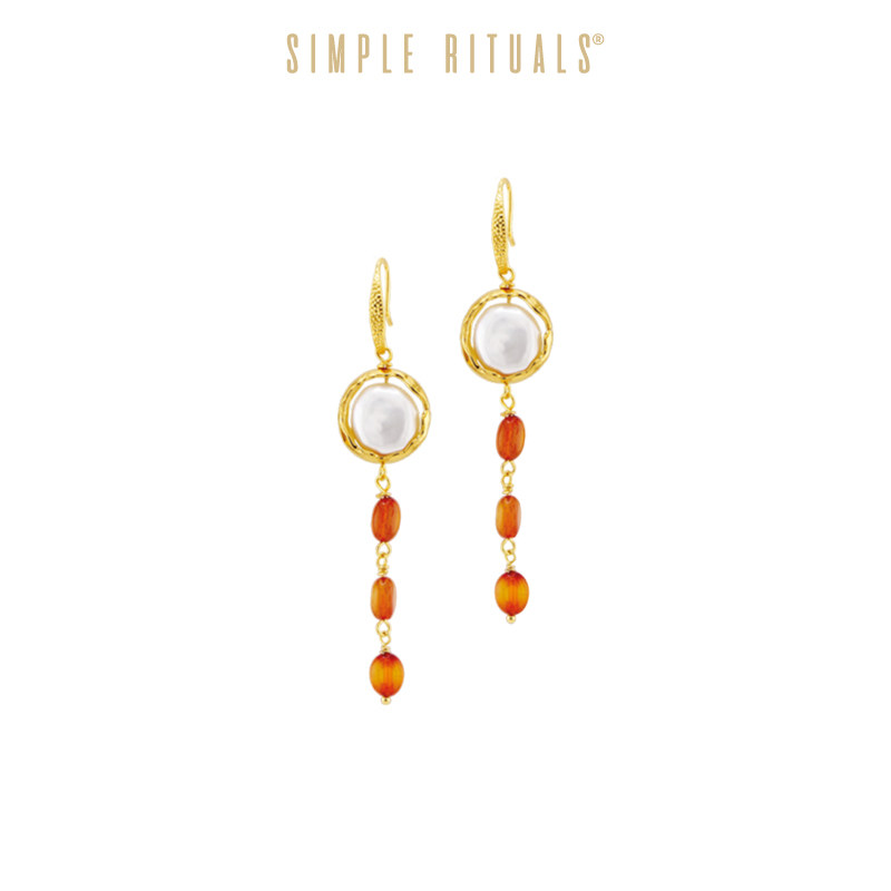 Simple Rituals红玛瑙皇后巴洛克珍珠耳环复古小众轻奢耳钉配饰女