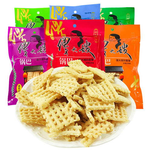 傻大嫂锅巴袋装怀旧零食烧烤麻辣味锅巴多口味休闲小吃