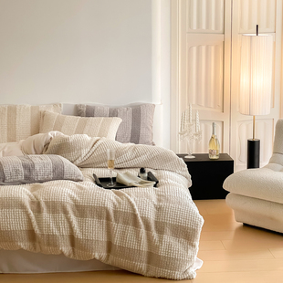 兔兔绒高级感加绒四件套龙猫皮草感加厚被套床单卧室百搭套件ms