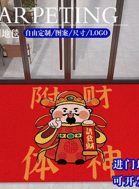入户门地垫进门门垫丝圈脚垫门口红色喜庆可擦免洗门外地毯可裁剪