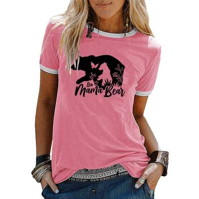 -New Contrast Edge MAMA BEAR Crew Neck Women's T-Shirt