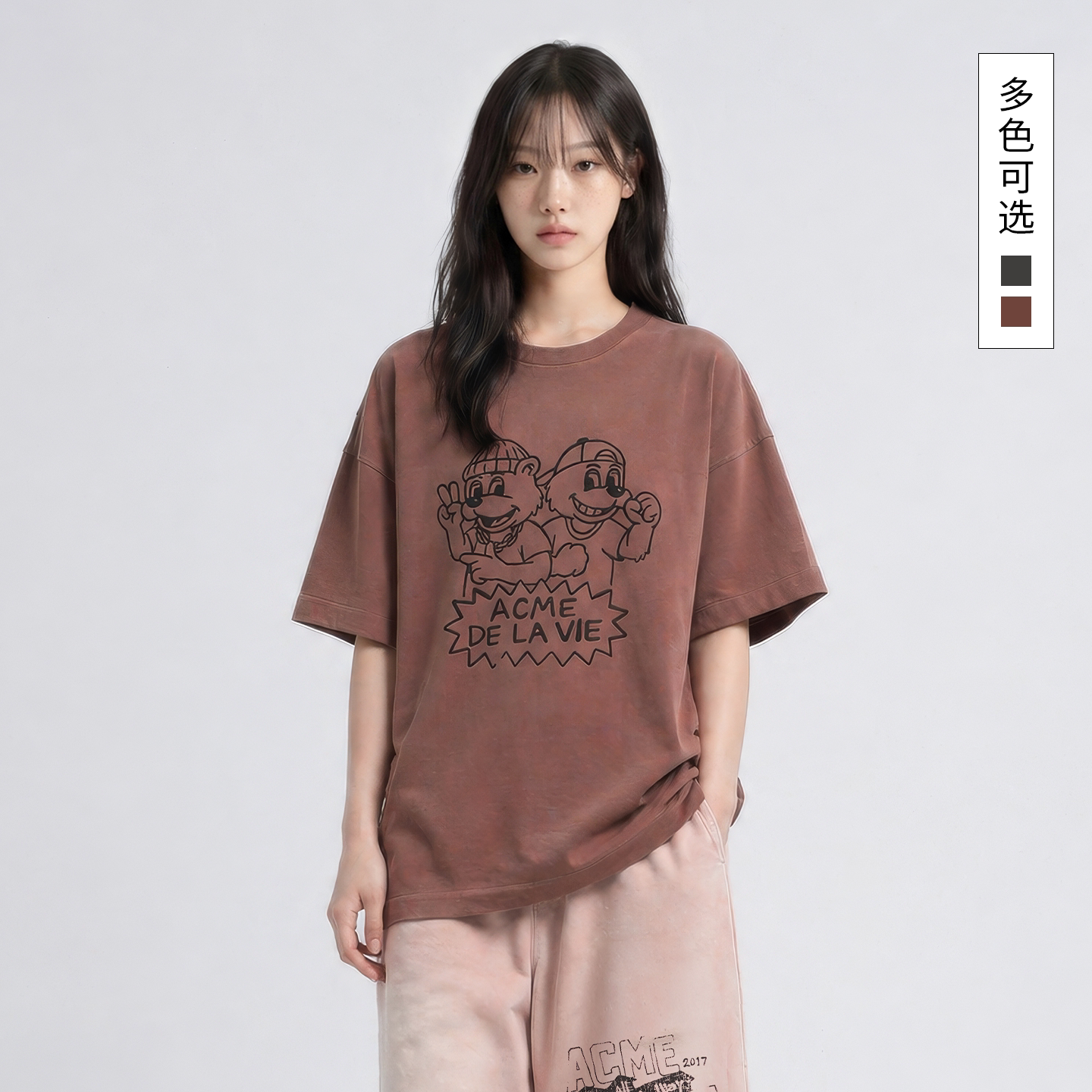 ADLV做旧短袖T恤复古潮流