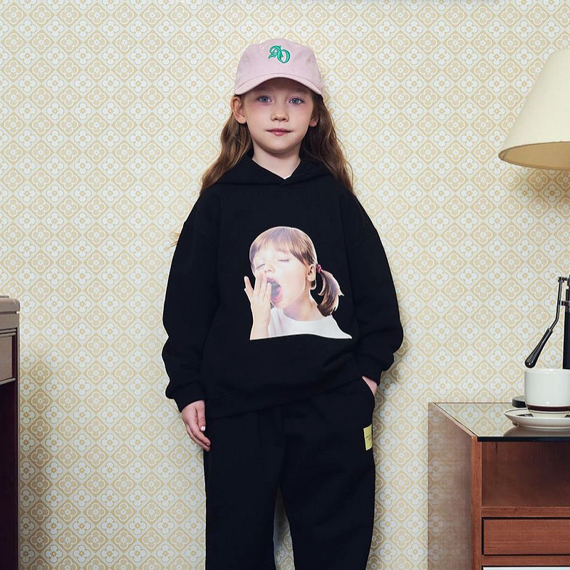 ADLV Kids 韩国潮牌秋冬新品大中童连帽卫衣娃娃脸印花连帽衫