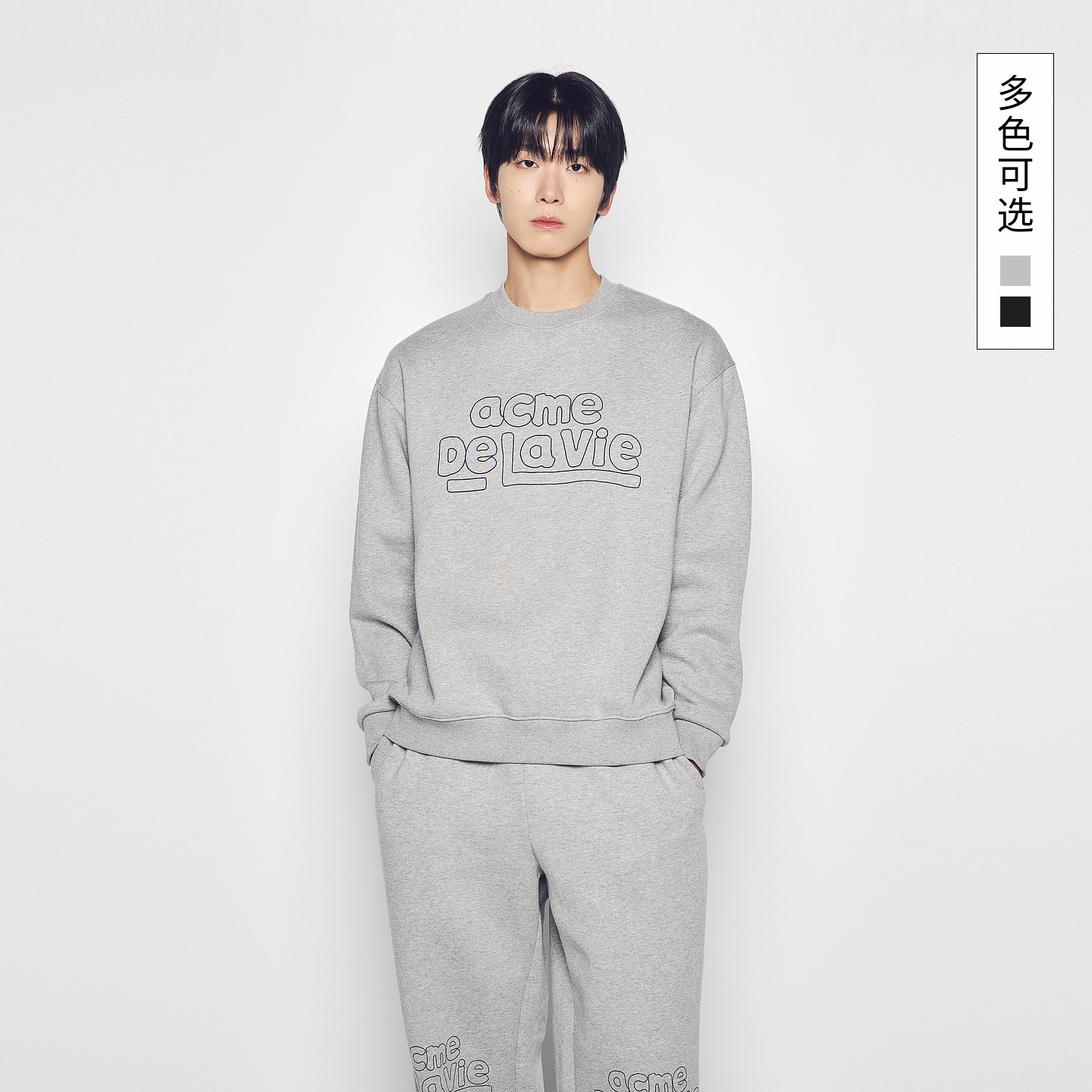 ADLV 韩国潮牌2025秋冬新品卫衣简约边框线条logo男女同款上衣