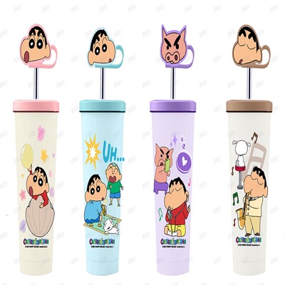 名创优品蜡笔小新桌面保温杯635ml高颜值便携卡通可爱学生保冷杯