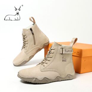 公羊联盟棉鞋女鞋冬季加绒保暖高帮拉链真皮鞋子头层牛皮马丁靴女