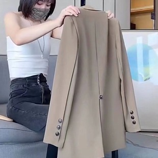 女装 大码 卡其色西装 外套女春装 炸街英伦风小西服上衣 新款 现货