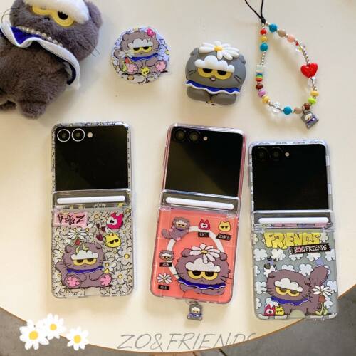 权志龙ZOA猫适用三星zflip7FE手机壳折叠屏ZFlip6/5磁吸保护套包中轴ZFlip4/3防摔壳可爱卡通W26Flip插卡手链