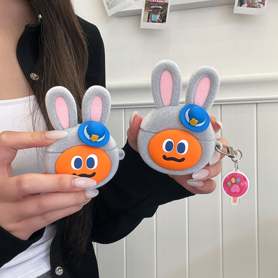 秋冬高级感植绒朱迪头套胡萝卜挂件适用于苹果AirPodspro3耳机保护套AirPods pro4新款无线蓝牙3代AirPods1/2