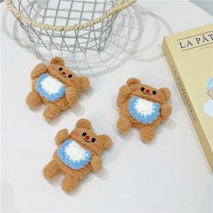 适用苹果airpods4保护套airpods3保护壳毛绒针织油油小熊第二代苹果蓝牙耳机套盒ipod软壳airpodPro2秋冬