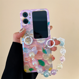 适用oppo findn2 flip手机壳oppofindn2flip折叠屏全包保护套蓝光油画花findn2flip超薄硅胶软壳高档防摔网红