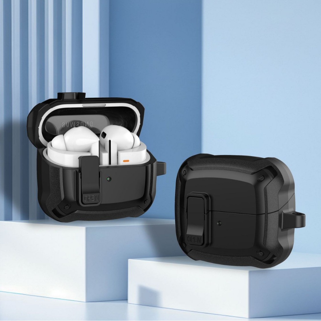 适用三星galaxy buds3保护套无线蓝牙耳机带开关锁扣保护壳三星buds3pro耳机壳创意个性时尚铠甲男女软壳防摔