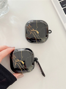 适用三星buds2耳机壳buds2pro蓝牙耳机保护套个性黑色鎏金大理石budslive全包硅胶pro防摔耳机套男女外壳硬
