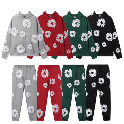 发泡印花美式高街连帽衫加绒宽松