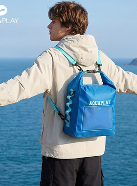 安泊来蓝色单双肩背包防水小方包通勤户外运动游泳豆腐包休闲拎包