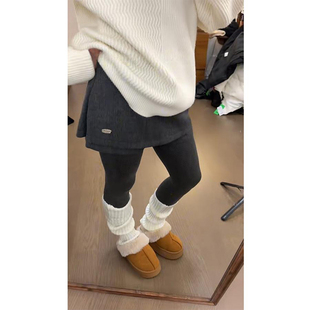 假两件毛呢半身裙女秋冬季2025新款灰色短裙高腰显瘦百搭复古裙裤