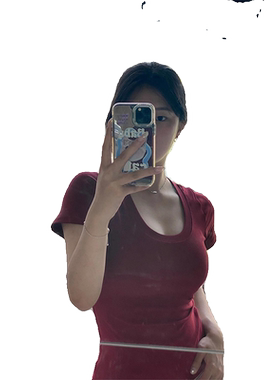 纯棉美式u领正肩酒红色短袖t恤女