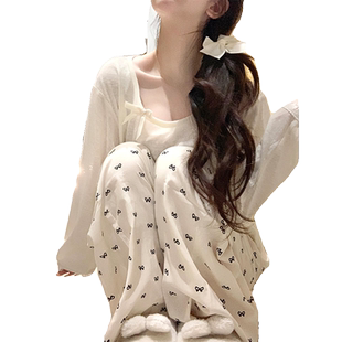 韩系甜辣妹休闲裤蝴蝶结裤子女夏季2025新款宽松显瘦阔腿直筒长裤