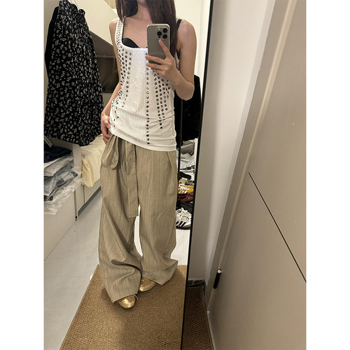 美式设计感亮片吊带背心女夏外穿