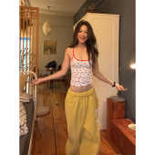 无袖 美式 辣妹草莓满印烫钻吊带背心女夏外穿性感显瘦修身 内搭上衣