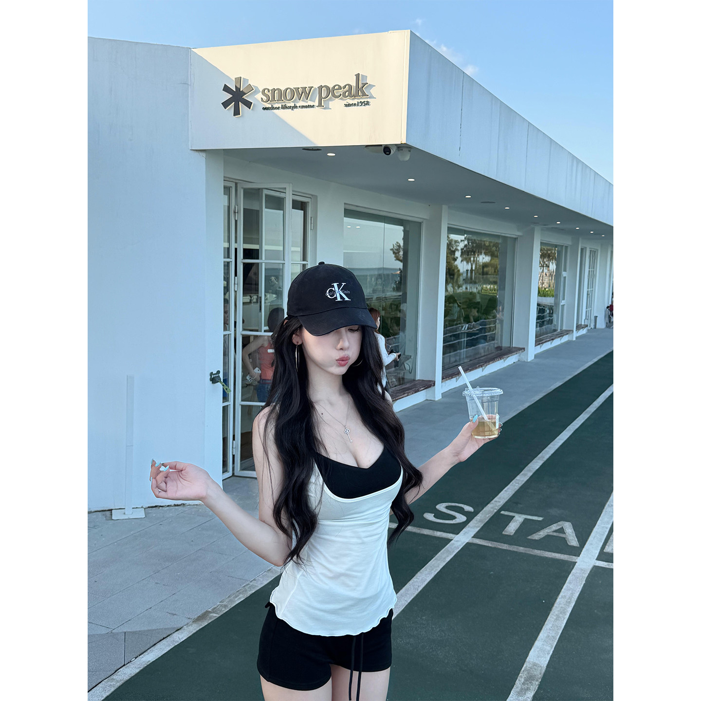 白色微透t恤罩衫叠穿抹胸吊带女夏季带胸垫收腰显瘦纯欲性感上衣