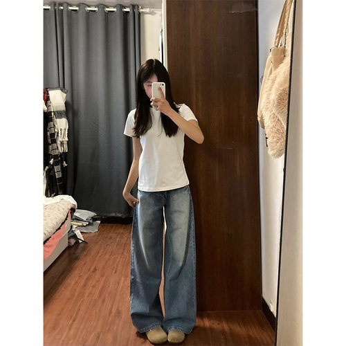 美式正肩白色纯棉t恤女短袖2026