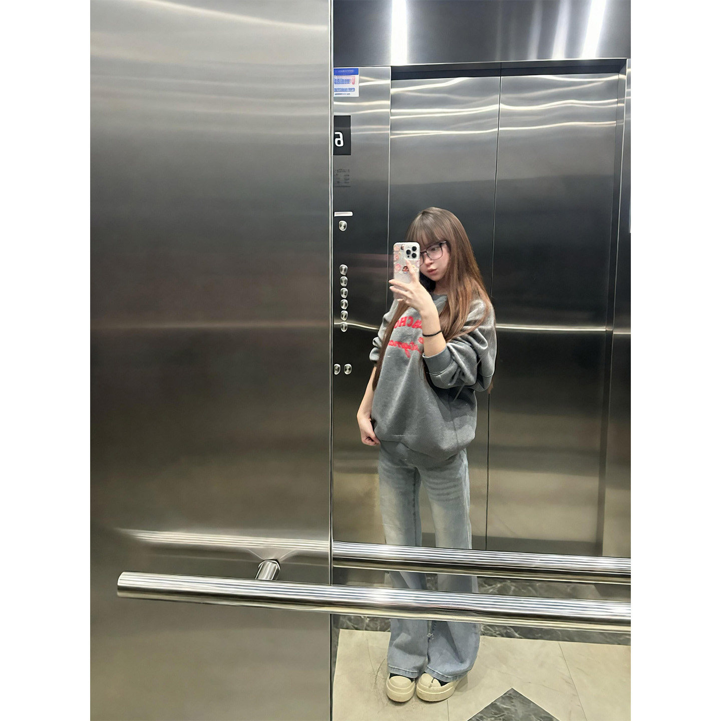 美式复古松弛感撞色字母刺绣卫衣女秋冬加绒加厚宽松慵懒圆领上衣