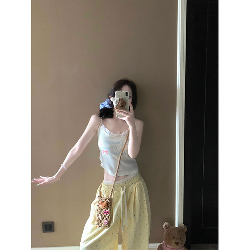 甜辣妹蕾丝边吊带小背心女夏季