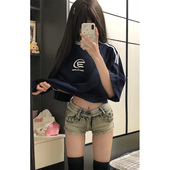 美式 性感低腰显瘦高街设计感包臀超短热裤 复古辣妹牛仔短裤 女夏季