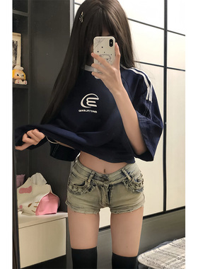 美式复古辣妹牛仔短裤女夏季性感低腰显瘦高街设计感包臀超短热裤