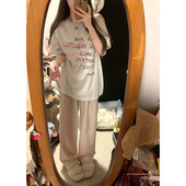 半袖 撞色字母正肩短袖 设计感宽松美式 夏季 上衣 纯棉t恤女2024新款