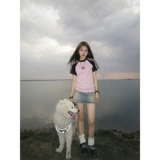 Летняя короткая приталенная футболка с коротким рукавом, в американском стиле