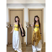 多巴胺黄色小吊带背心女夏季 上衣 内搭短款 外穿设计感修身 显瘦无袖