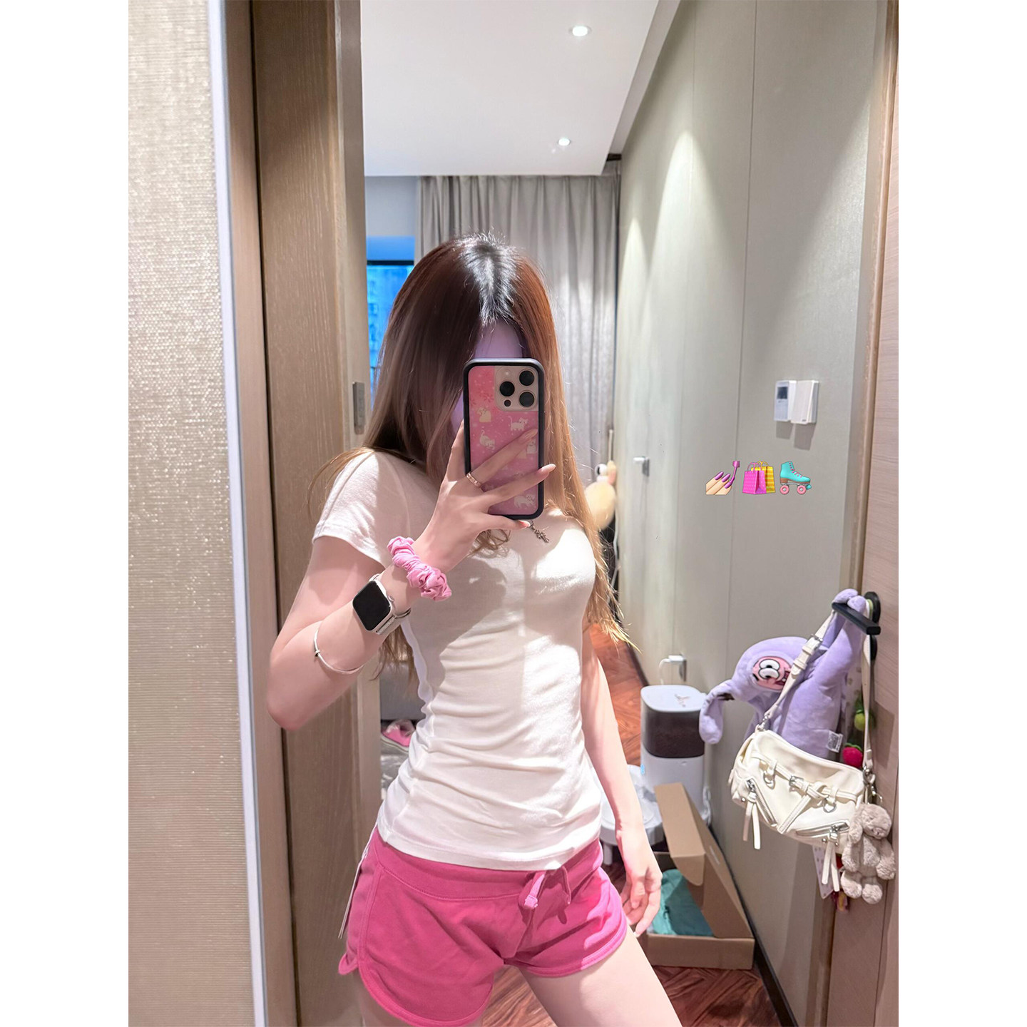 玫红色低腰运动短裤女夏季外穿图片